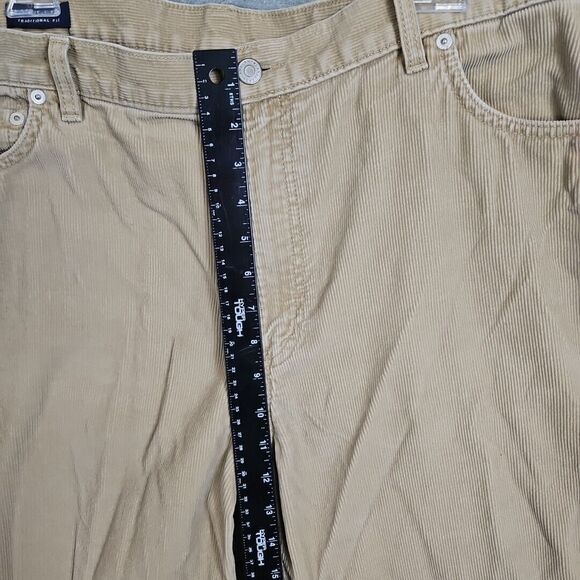 Lands' End Mens Traditional 38 Long 5 Pocket Corduroy Pants beige tapered - Picture 5 of 11
